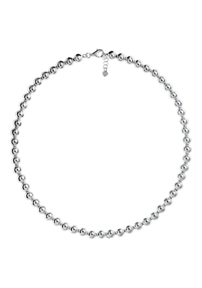 OBSIDIAN beaded necklace - Silver