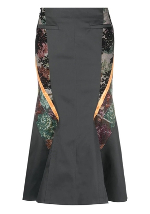 Marine Serre Regenerated Floral Tapestries flared skirt - Grey