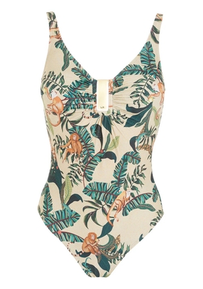 Lygia & Nanny Mirassol leaf-print swimsuit - Neutrals