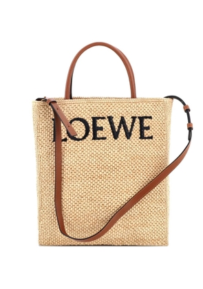 Loewe Pre-Owned A4 Raffia and Leather North South tote bag - Brown