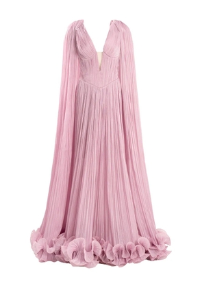 Ana Radu cape-pleated ruffle maxi dress - Pink