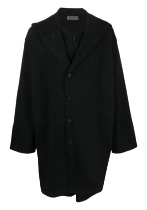Yohji Yamamoto single-breasted hooded coat - Black