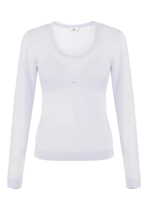 Elisabetta Franchi jewel-logo wool-blend top - Neutrals