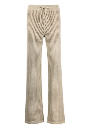 HUGO open-knit straight-leg trousers - Green