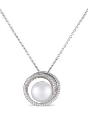 Mikimoto Eighteen Karat White Gold Diamond Pearl Necklace