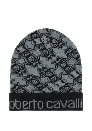 Roberto Cavalli monogram-pattern beanie hat - Grey