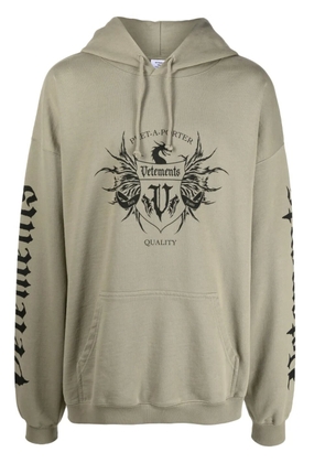 VETEMENTS logo drawstring hoodie - Green