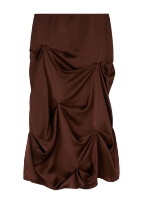 GANNI gathered midi skirt - Brown