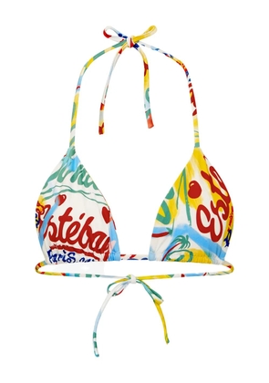 Donde Esteban Bazurto printed bikini top - White