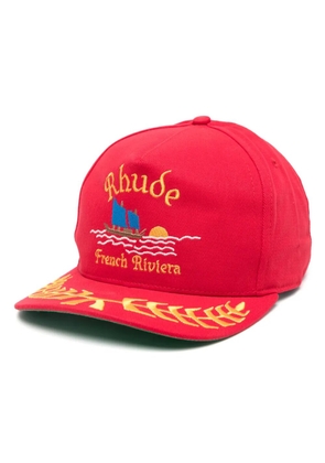 RHUDE slogan-embroidered cotton cap