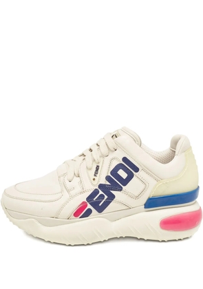 Fendi Pre-Owned leather logo sneakers - Neutrals