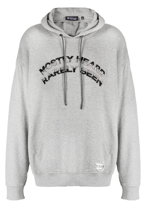 Mostly Heard Rarely Seen logo-embroidered hybrid cotton hoodie - Grey