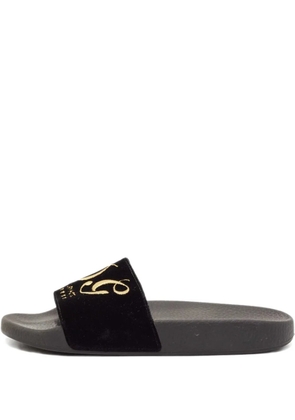 Dolce & Gabbana Pre-Owned embroidered-logo slides - Black