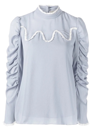 Anna Sui ruched lace-trim top - Blue