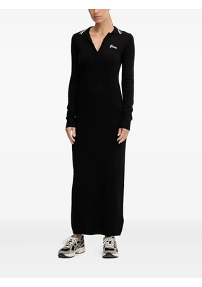 GUESS USA striped-collar logo-detail maxi dress - Black