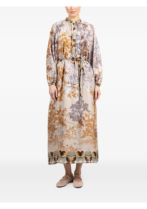Pierre-Louis Mascia Aloe floral-print long-sleeve dress - Neutrals