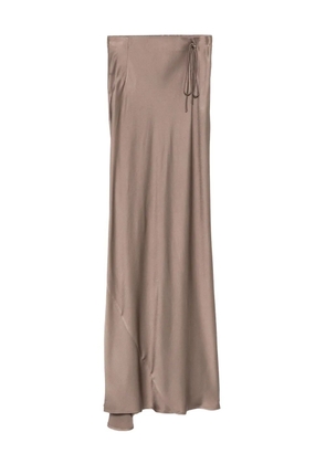 Semicouture asymmetric satin skirt - Brown