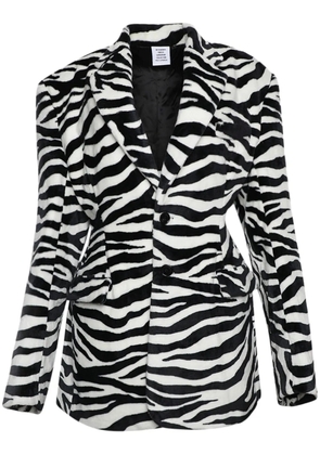 VETEMENTS oversize-shoulder zebra-print blazer - White