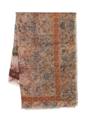 Pierre-Louis Mascia floral-print frayed-edge scarf - Neutrals