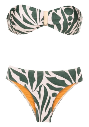 Lygia & Nanny Ester abstract-print strapless bikini - Green