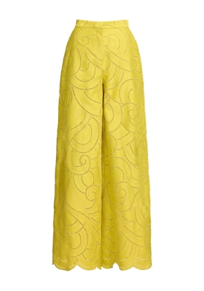 Elie Saab swirl-embroidered pants - Yellow