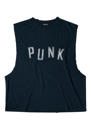 Mainless distressed sleeveless top - Blue