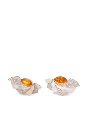 Ananya 18K white gold Mogra multi-stone earrings - Orange