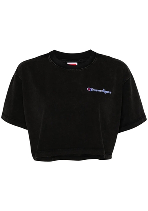 Ground Zero logo-embroidered cropped T-shirt - Black