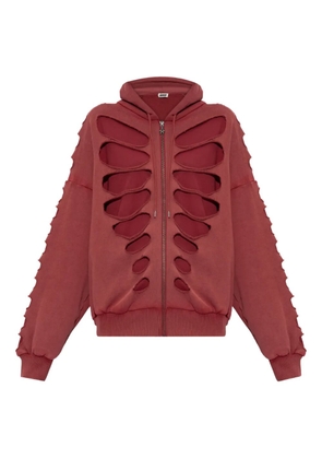 AVAVAV Shoulderless cut-out zip-up hoodie - Red