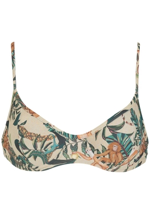 Lygia & Nanny Cassis leaf-print bikini top - Neutrals