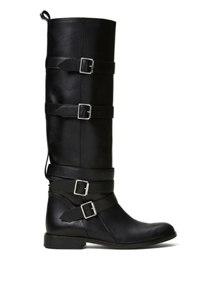 TWINSET buckle-strap leather boots - Black