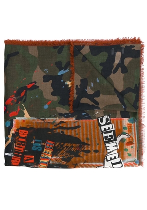 Valentino Garavani thin camouflage print scarf - Green