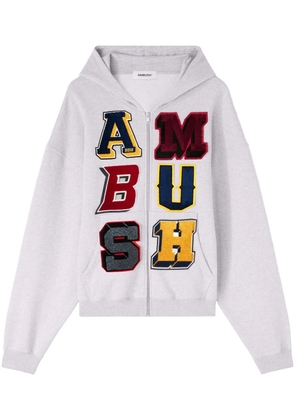 AMBUSH logo-patch zip-up hoodie - Grey
