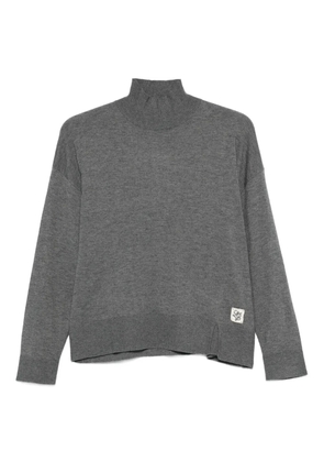 LIU JO high-neck logo-patch sweater - Grey
