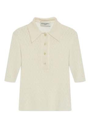 Officine Generale open-knit polo shirt - Neutrals