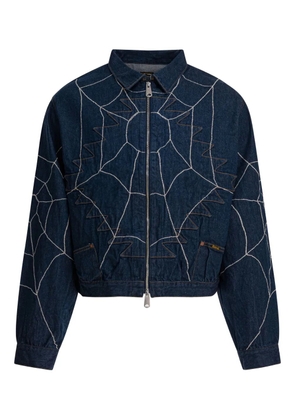 KAPITAL spiderweb-embroidered denim jacket - Blue