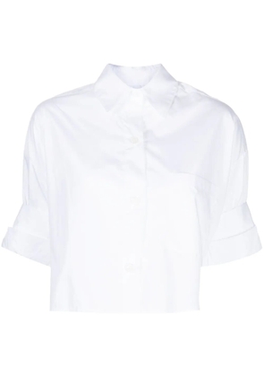 TWP folded-sleeve cropped cotton shirt - White