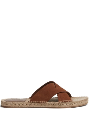Zegna crossover-strap suede sandals - Brown