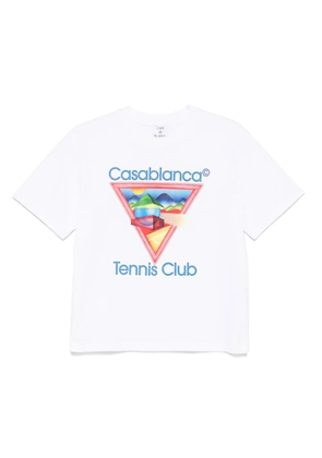 Casablanca Tennis Club Icon triangle-print T-shirt - White