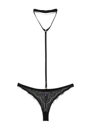 Maison Close Accroche Cœur thong and harness - Black