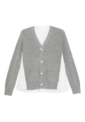 sacai pleated-detail button cardigan - Grey