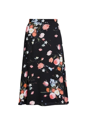 ERDEM floral-print midi skirt - Black