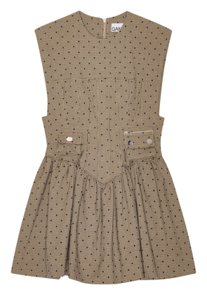 GANNI polka dot-print minidress - Neutrals
