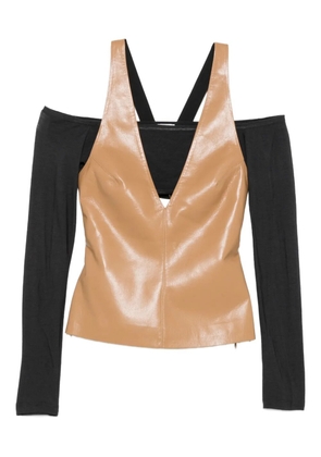 Nanushka Ferr halterneck leather top - Neutrals