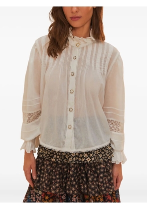 FARM Rio pleated lace-insert blouse - White