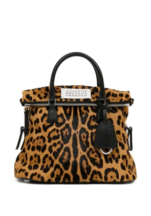 Maison Margiela 5AC leopard calf-hair mini bag - Brown
