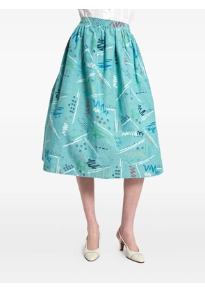 Vintage pre-owned abstract-print midi skirt - Blue