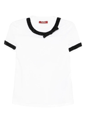 Max Mara embellished-neckline cotton T-shirt - White