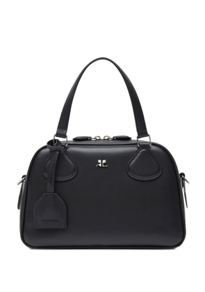 Courrèges logo plaque leather bowling bag - Black