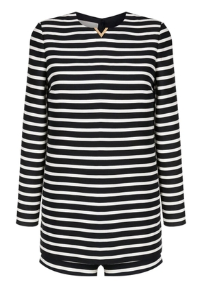 Valentino Garavani logo-plaque stripe-print playsuit - Black